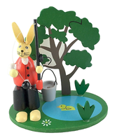 Angler Hase Osterszene Osterhase Sitzend Osterdekoration Holz