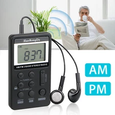 Mini Portable Pocket Digital LCD AM FM Radio Stereo 2 Band Receiver w/Earphones