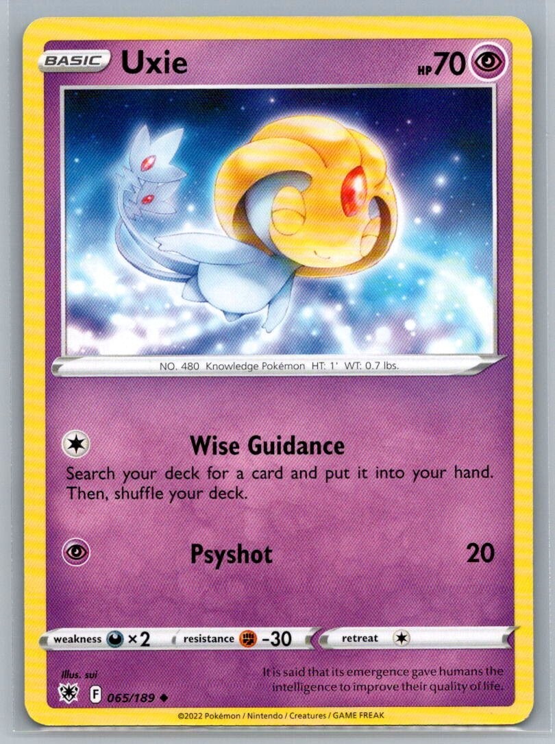 Uxie 65/189 Astral Radiance Uncommon Pokémon TCG 2022