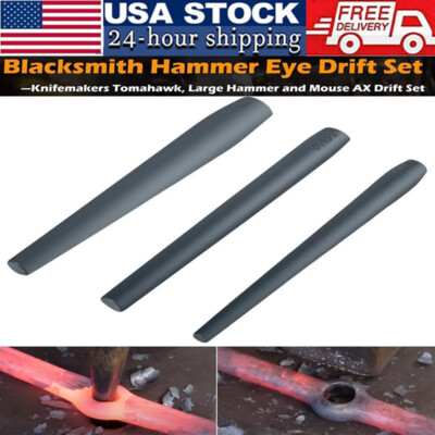 Blacksmith Knifemakers Tomahawk Large Hammer Mouse Axe Eye Drift Tools Set 3Pcs