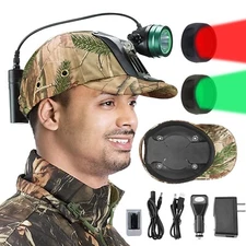 H10 Coon Hunting Headlamp LightS with Red Green Filter 3 Colors and Camo HardCap