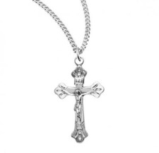 Flare tipped Sterling Silver Crucifix Features 18in Long chain