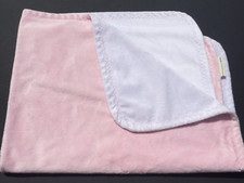 Pottery Barn Kids Pink White Velour Baby Blanket Zig Zag Stitch Stroller 30 x 40