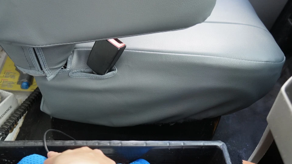 para FORD E-150 E-250 E-350 IGGEE S. CUERO A MEDIDA AJUSTE 2 FUNDAS ASIENTO DELANTERAS Foto 4 de 4