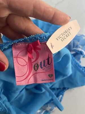 Robe Et Culotte Vintage Victoria's Secret Collection POUT Taille S - Neuf Avec étiquettes, Couleur Bleu