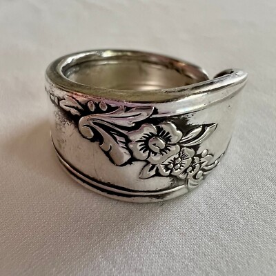 Chunky Vintage Silver Plated Spoon End Artisan Estate Costume Ring Size 7