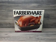 FABERWARE NONSTICK ROASTER WITH RACK NEW OPEN BOX 13"×13"×17" 