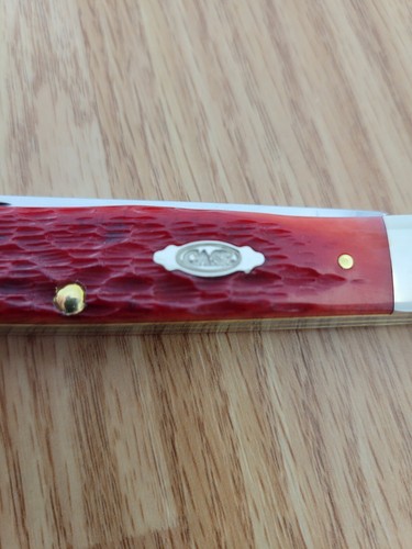 Case XX Trapper Pocket Knife Carbon Steel Blades Dark Red Jigged Bone Handle - Picture 5 of 15