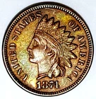 1874 Rare Date Indian Cent Ch AU / Unc Nice Color Old Collection No Reserve