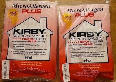 2/Kirby Micron Magic Micro Allergen Plus HEPA Vacuum Filter Bags 6 PacksF-Style
