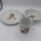 VTG 1985 Lillian Vernon Children’s 3 Pcs Ceramic Bear Dinner Set Japan