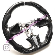 Real Carbon Fiber Steering Wheel For Infiniti Q50 White Accent 2014-2017years