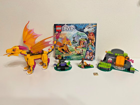 Retired LEGO Elves: Fire Dragon's Lava Cave (41175) - Used without box.