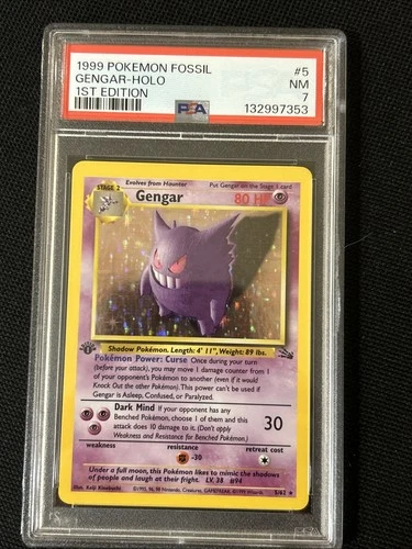 Gengar 5/62 1st Edition Fossil Holo (Fresh Grade) Strong Psa 7