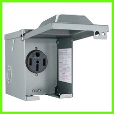 50 Amp 125/250 Volt RV Power Outlet Box, Enclosed Lockable Weatherproof NEMA ...