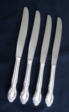 Lot of 4 Wm Rogers Silverplate Knives, Lady Densmore, Woodland / Basque Rose