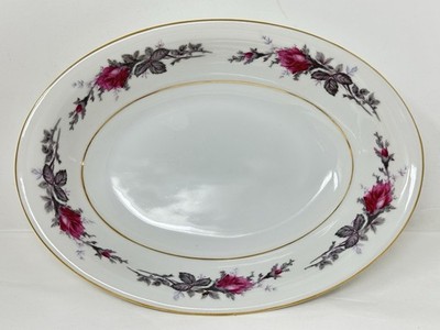 Vintage Spring China Japan Greystone Floral Rose 10'' Oval Bowl