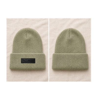 Puma Knit Beanie Hat Olive Green Cuffed Logo Winter Cap Unisex OS