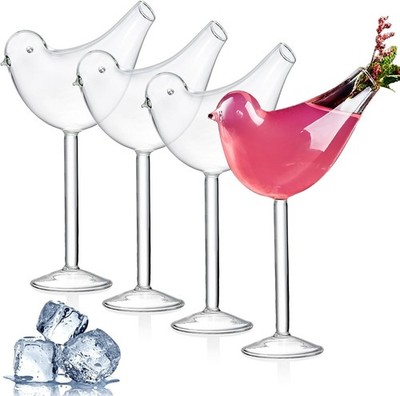 4 Pack Bird Cocktail Glasses, 160ml/5.4 Oz Bird Shaped Martini Glass, Clear
