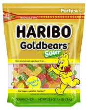 HARIBO Goldbears Gummy Bears, Sour Candy Gummies, 25.6 oz, Bulk Party Share Bag.