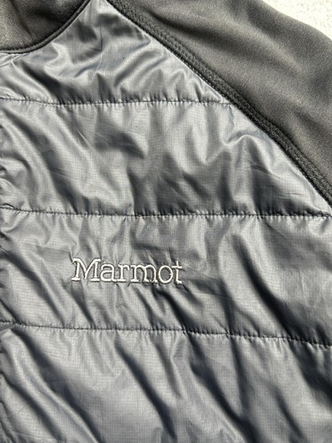 Marmot Jacket Mens Large Black Quilted Full Zip Fleece Lined Outdoor Coat Flaw - Picture 10 of 17