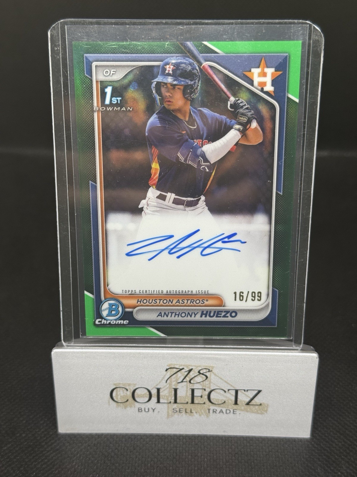 2024 Bowman Chrome Anthony Huezo Green Refractor 1st Prospect Astros Auto /99