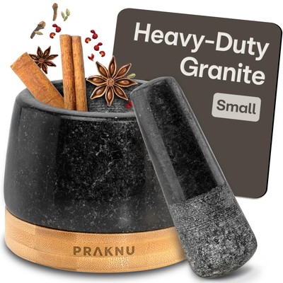 Small Granite Mortar and Pestle Set - 1 Cup - for Fine Grinding Results - Inc...
