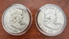 Lot of (2) 1957 P&D FRANKLIN HALF DOLLAR 90% SILVER Circulated in Airtite Holder