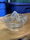 Vintage Clear Glass Citrus Juicer Reamer With Ribbed Design & Ring Handle Mint — photo 2