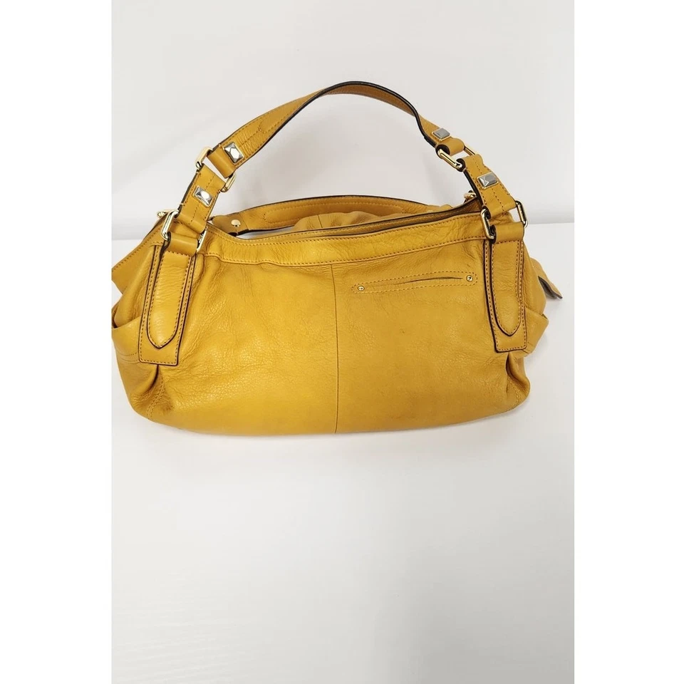 B. Makowsky Genuine Leather Mustard Color Hobo Handbag, Mob Wife Aesthetic, Boho - Image 2 of 4