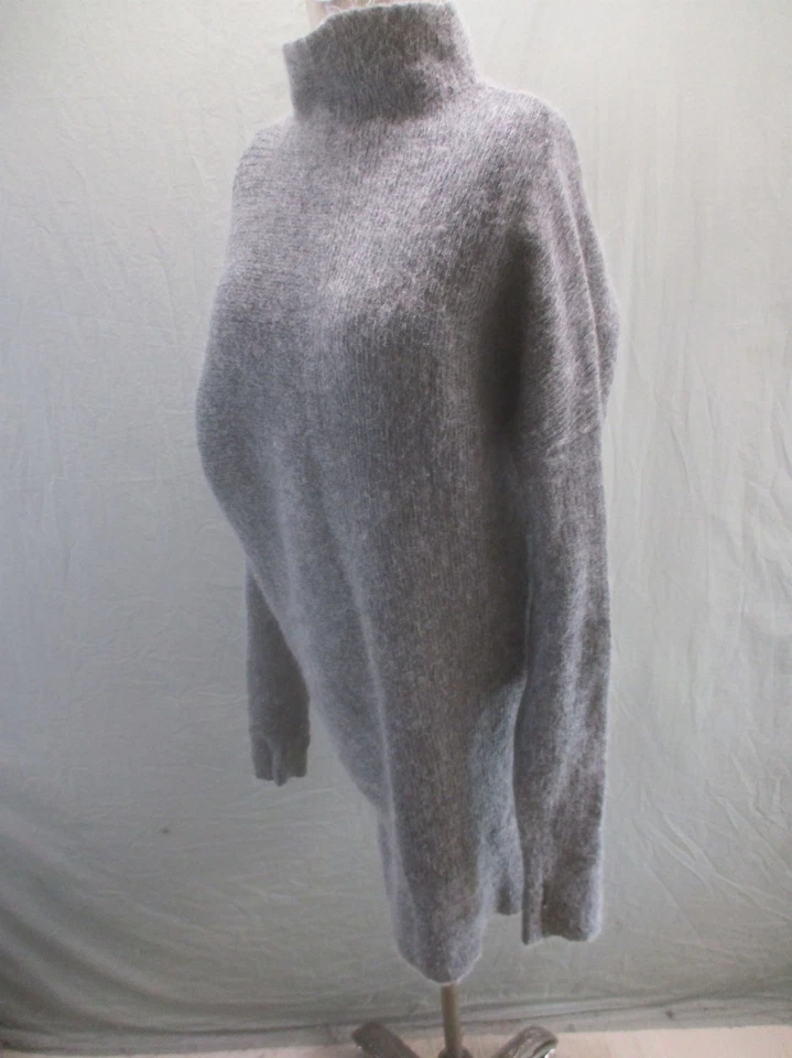 H&M M 码女式灰色羊毛马海毛混纺领长袖舒适毛衣 695 — 第 3/4 张图片