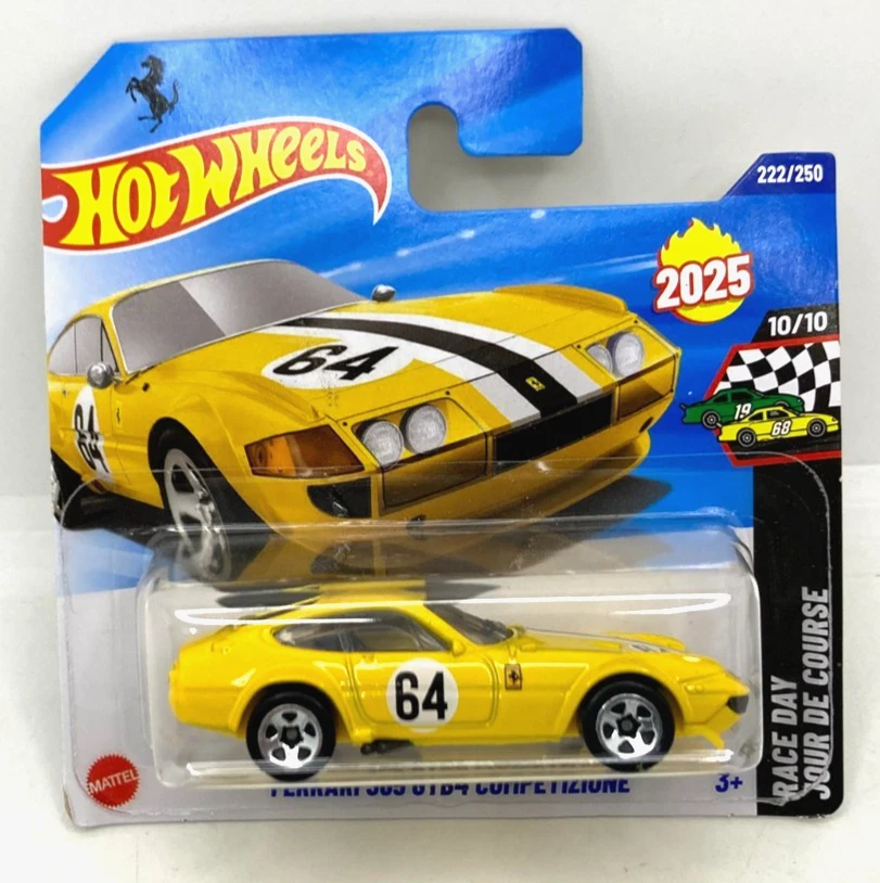 25.307 HOT WHEELS / RACE DAY 2025 / 222/250 FERRARI 365 GTB-4 COMPETIZIONE JAUNE - Photo 1/1
