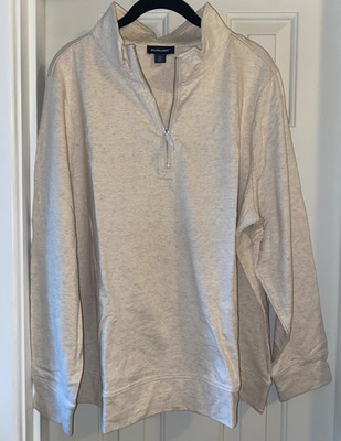 STUDIO PARK x LEAH WILLIAMS sz 1X - 1/4 Zip French Terry Sweatshirt OATMEAL