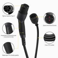 Adattatore Tipo 2 a Schuko 1,5m 16A per Ricarica Auto Elettrica - Miniatura 2
