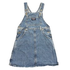 Vintage Osh Kosh Denim Jumper Dress Sz 4/4T Bib Overall Made In USA