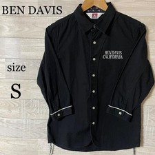 Ben Davis Black 7/10 Sleeve Shirt S Stylish Detailed Back Embroidery Japan