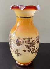 Italian Vase Cristallerie Italiane, handmade Italian vintage glassware, 13" tall