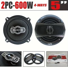 1 Pair 5" 600W 4-Way Car Speakers - Dust Cover+Wire, Full Range
