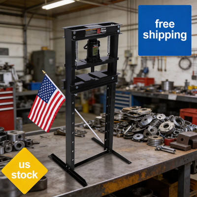 12 Ton, H-Frame Shop Press with Adjustable Worktable & Steel Hydraulic Press