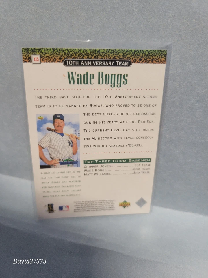 1999 Upper Deck 10th Anniversary Team #X15 Wade Boggs  - Image 2 of 2