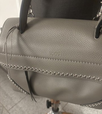 TOD S WAVE LEDER Designer Shopper Tasche Weekender Grau Neu  extravagant