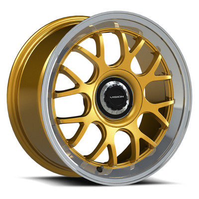 16'' Vision 478 Alpine Gold Machined Lip 16x8 Wheel 5x4.25 (5x108) 38mm Rim