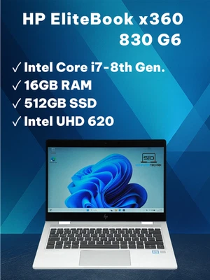 HP EliteBook X360 830 G6 · i7-8565U · 16GB · 512GB
