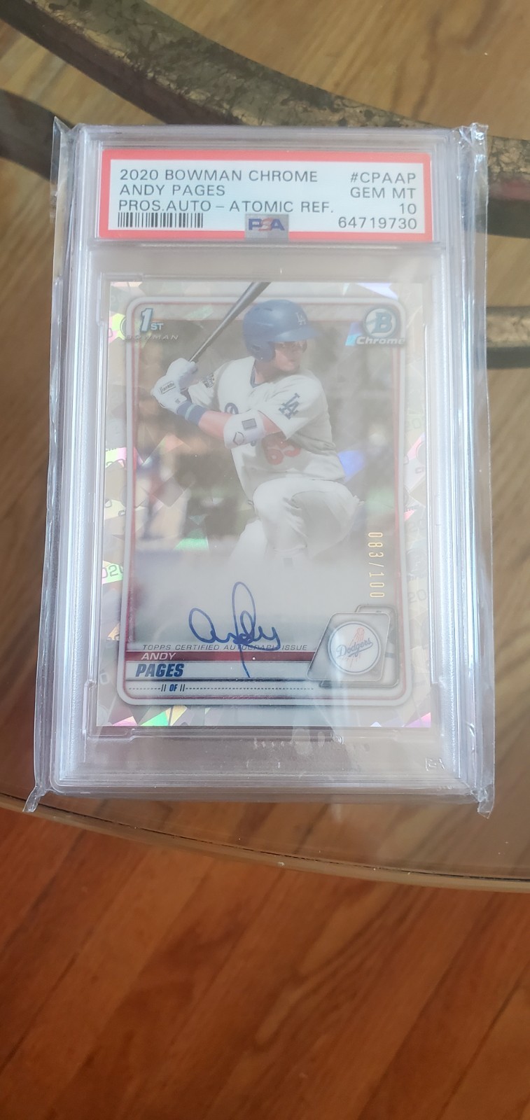 2020 Bowman Chrome Andy Pages Atomic Refractor AUTO /100 PSA 10