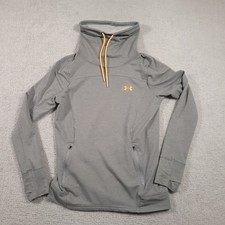 Under Armour Featherweight Hoodie Women's Medium Cowl Neck Gray Zip Pockets