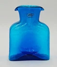 Blenko Blue Art Glass Mini Water Bottle 16 oz 6 inches Tall 2013 Hand Crafted