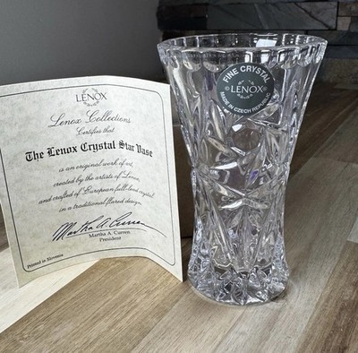 LENOX Fine European Full-Lead Crystal Star 4  Bud Vase w/COA Czech Republic NEW