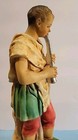 ANTIQUE 11" CHALK CHRISTMAS NATIVITY SHEPHERD PLAYING FLUTE FIGURINE — photo 6