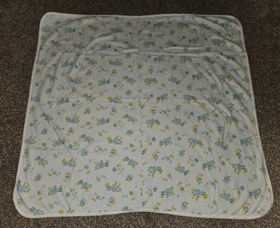 Vintage Carter's Baby Blanket Receiving Yellow/Blue Dot Train Toys 36 x 36