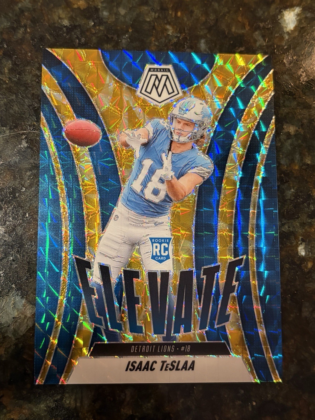 2025 Mosaic - Elevate Isaac Teslaa #8 Reactive Yellow Mosaic Prizm /89 (RC)